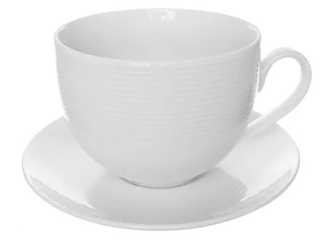 Filiżanka ze spodkiem 0,45 L / 15,5 cm Chodzież - Yvette (Yvonne) E755 BIAŁA LINEA
