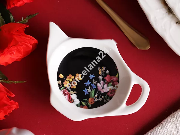 Kpl. 4 podstawek (teabag) Duo - Vintage flowers black 15.VIN-B.K4POD Kpl. 4 podstawek (teabag) Duo - Vintage flowers black 15.VIN-B.K4POD
