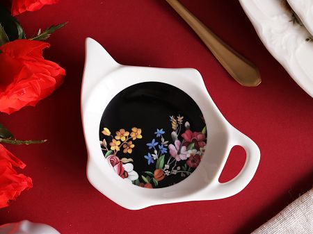 Kpl. 4 podstawek (teabag) Duo - Vintage flowers black 15.VIN-B.K4POD