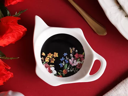 Kpl. 4 podstawek (teabag) Duo - Vintage flowers black 15.VIN-B.K4POD