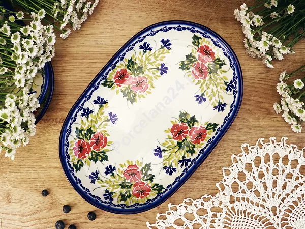 Półmisek owalny 24 cm Bolesławiec - Maki Smolińskiej gat. I Półmisek owalny 24 cm Bolesławiec - Maki Smolińskiej gat. I