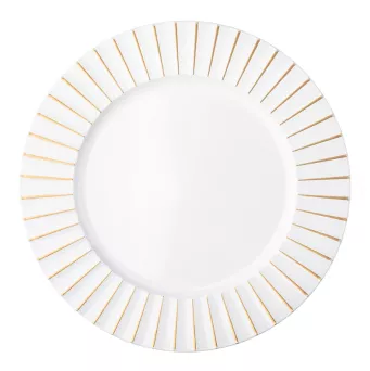 Podkładka pod talerz 32,5 cm Altom Design - Karbowana Biała ze złotą linią 07.PODK.1084
