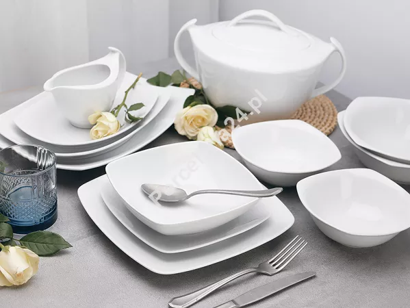 Serwis obiadowy na 12 osób (44 el) Chodzież - Akcent C000 BIAŁY (TG18) BW Serwis obiadowy na 12 osób (44 el) Chodzież - Akcent C000 BIAŁY (TG18) BW