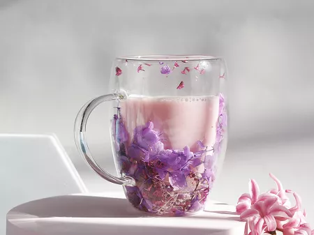 Szklanka termiczna z podwójną ścianką 0,3 L Ecarla - Hortensja Bloom Purple 20.SZK166