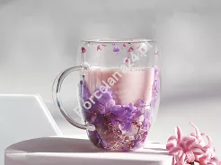 Szklanka termiczna z podwójną ścianką 0,3 L Ecarla - Hortensja Bloom Purple 20.SZK166