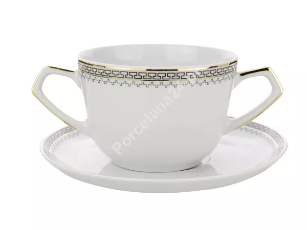 Bulionówka ze spodkiem 0,4 L / 17 cm Ćmielów - Pułaski 8051 Grecka Droga Bulionówka ze spodkiem 0,4 L / 17 cm Ćmielów - Pułaski 8051 Grecka Droga
