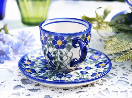 Filiżanka ze spodkiem do espresso 0,11 L / 12,5 cm Bolesławiec - Sadzawka Milicka gat. I