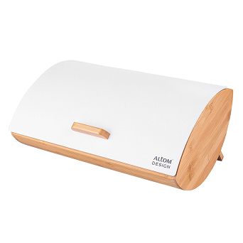 Chlebak bambusowy z metalową pokrywą Altom Design - Biały 07.CHL.0175