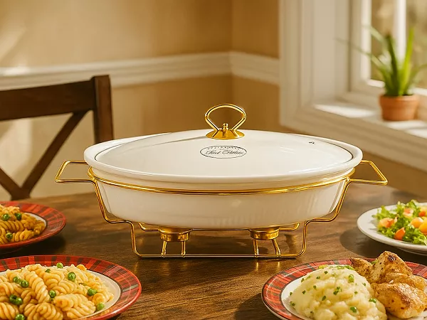 Podgrzewacz owalny 3 L  Festa Italia - Biało-złoty 6.POD.5715 Podgrzewacz owalny 3 L  Festa Italia - Biało-złoty 6.POD.5715