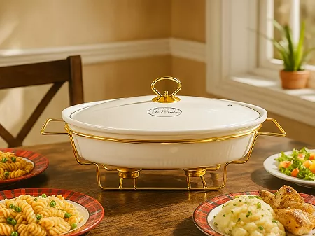 Podgrzewacz owalny 3 L  Festa Italia - Biało-złoty 6.POD.5715