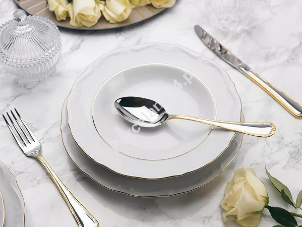 Komplet talerzy na 6 osób (18 el) Chodzież - Maria Teresa ZŁOTA LINIA B014 Komplet talerzy na 6 osób (18 el) Chodzież - Maria Teresa ZŁOTA LINIA B014