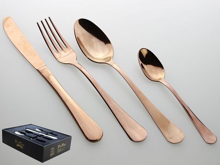Komplet sztućców 24 cz. na 6 osób PINTINOX - Stresa Bronze (2,0 mm) - pudełko 23.1PH0.7091.K24