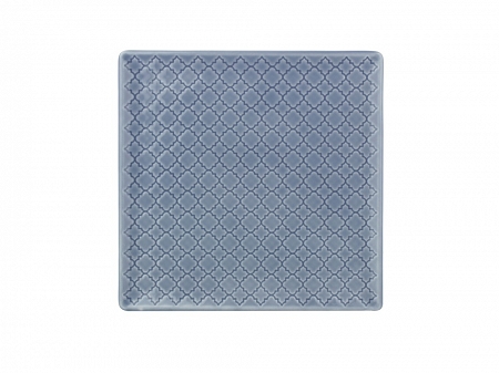 Talerz deserowy kwadratowy 20,5x20,5 cm Lubiana - Marrakesz Szaro-niebieski