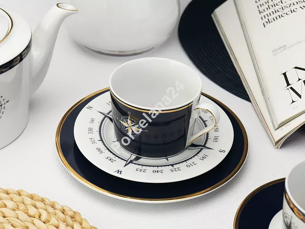 Garnitur śniadaniowy (3el) Ćmielów - Jenny Nautilus White - Blue Garnitur śniadaniowy (3el) Ćmielów - Jenny Nautilus White - Blue