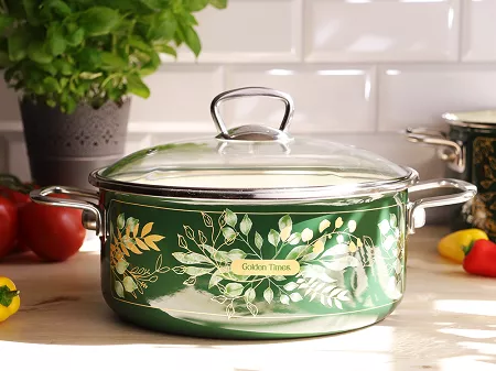 Garnek niski z pokrywką 4,75 L Emalia Metalac - Golden times 1ME.GT.G24N