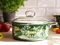 Garnek niski z pokrywką 4,75 L Emalia Metalac - Golden times 1ME.GT.G24N