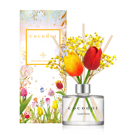 Dyfuzor zapachowy z patyczkami i prawdziwymi kwiatami 200 ml Cocodor - Lovely Peony 30416 Dyfuzor zapachowy z patyczkami i prawdziwymi kwiatami 200 ml Cocodor - Lovely Peony 30416