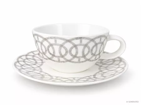Filiżanka ze spodkiem 0,35 L / 17,5 cm Bogucice - Olga Platin 954 WYPRZEDAŻ