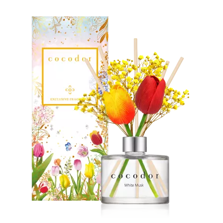 Dyfuzor zapachowy z patyczkami i prawdziwymi kwiatami 200 ml Cocodor - White Musk 30414 Dyfuzor zapachowy z patyczkami i prawdziwymi kwiatami 200 ml Cocodor - White Musk 30414