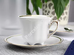 Komplet do kawy na 6 osób (18el) Ćmielów  - Bolero E337 Pas Złota