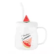 Kubek szklany z silikonową pokrywką i szklaną słomką 600 ml Altom Design - Arbuz 07.K.3515