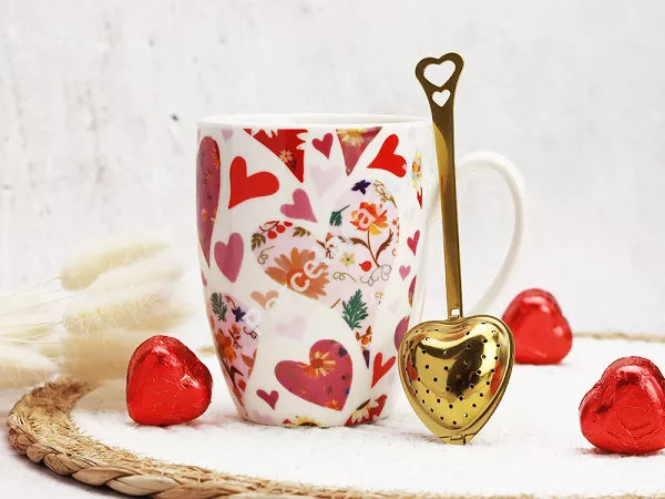 Kubek z zaparzaczem 0,36 L Duo - Różowe Serce 15.RÓS.KZ-S Kubek z zaparzaczem 0,36 L Duo - Różowe Serce 15.RÓS.KZ-S