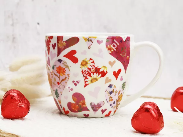 Kubek 0,46 L Duo - Różowe serca 15.RÓS.K46 Kubek 0,46 L Duo - Różowe serca 15.RÓS.K46