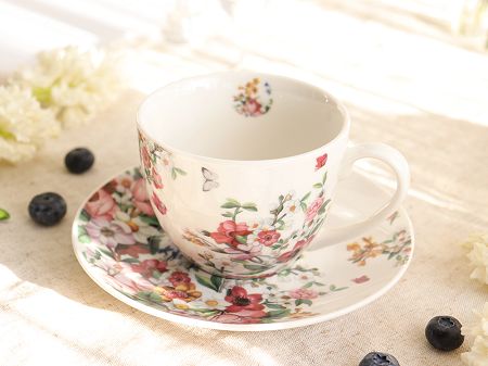 Filiżanka ze spodkiem 0,28 L Duo - Vintage Flowers White 15.VIN-W.FS28