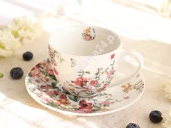Filiżanka ze spodkiem 0,28 L Duo - Vintage Flowers White 15.VIN-W.FS28