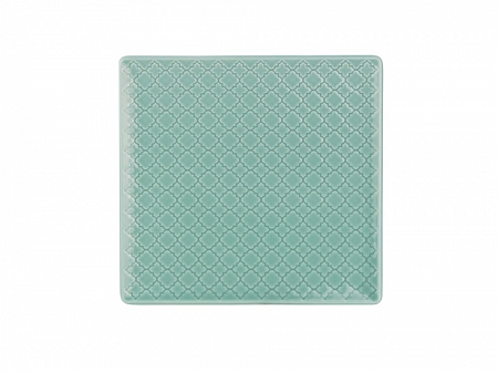 Talerz deserowy kwadratowy 20,5x20,5 cm Lubiana - Marrakesz Zielony (Morski) 