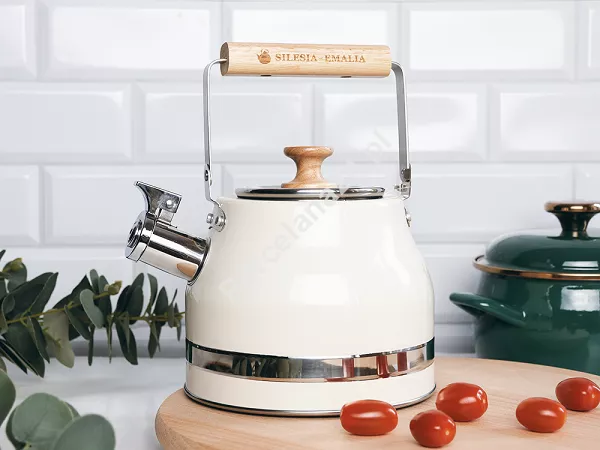 Czajnik ze stali nierdzewnej 2,3l Silesia Emalia - Feliks Kremowy 6.CZA.1136 Czajnik ze stali nierdzewnej 2,3l Silesia Emalia - Feliks Kremowy 6.CZA.1136