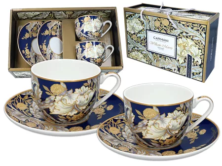 Komplet 2 filiżanek ze spodkiem 0,25 L Carmani - William Morris 33.834-0104