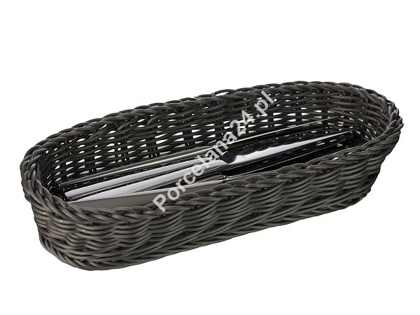 Koszyk na sztućce z polirattanowy 27 x 12 cm  - Szary 1OD.8301 Koszyk na sztućce z polirattanowy 27 x 12 cm  - Szary 1OD.8301