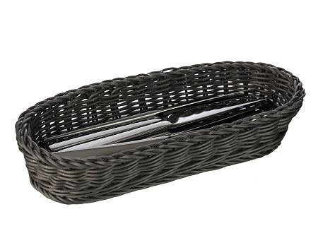 Koszyk na sztućce z polirattanowy 27 x 12 cm  - Szary 1OD.8301