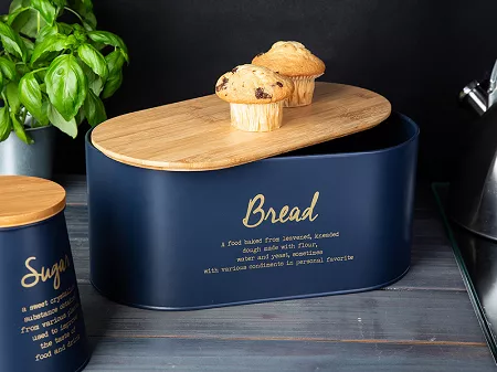 Chlebak z deską bambusową Altom Design - Bread Granatowy 07.CHL.1748