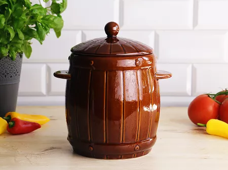 Beczka hermetyczna z kamionki 4,0 L Bella Fiore - Brązowa 1TR.BECZ.41635
