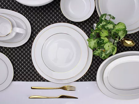 Serwis obiadowy (22el) Ćmielów - Astra B014 ZŁOTA LINIA WYPRZEDAŻ (W837)