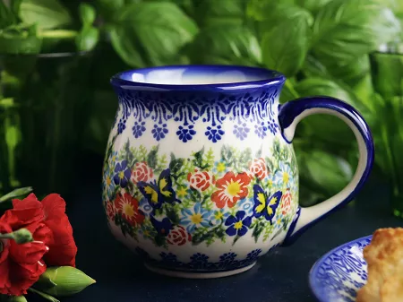 Kubek baryłka 0,3 L Bolesławiec - Kwiatowy Ogród