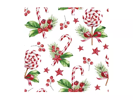 Serwetki 33 x 33 cm (20szt) Polmak - Daisy świąteczne laski cukrowe 55.SD-GW-024201