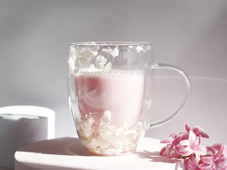 Szklanka termiczna z podwójną ścianką 0,3 L Ecarla - Hortensja Bloom White 20.SZK185