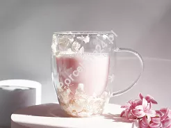 Szklanka termiczna z podwójną ścianką 0,3 L Ecarla - Hortensja Bloom White 20.SZK185