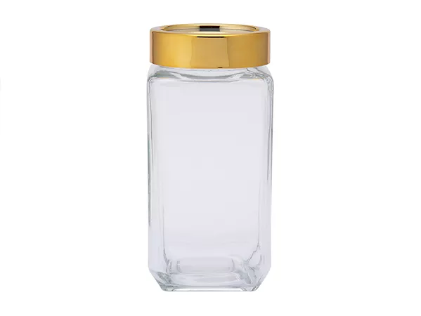 Pojemnik szklany 1 L z pokrywką Altom Design - Kwadratowy ze złotą pokrywką 07.POJ.8306 Pojemnik szklany 1 L z pokrywką Altom Design - Kwadratowy ze złotą pokrywką 07.POJ.8306