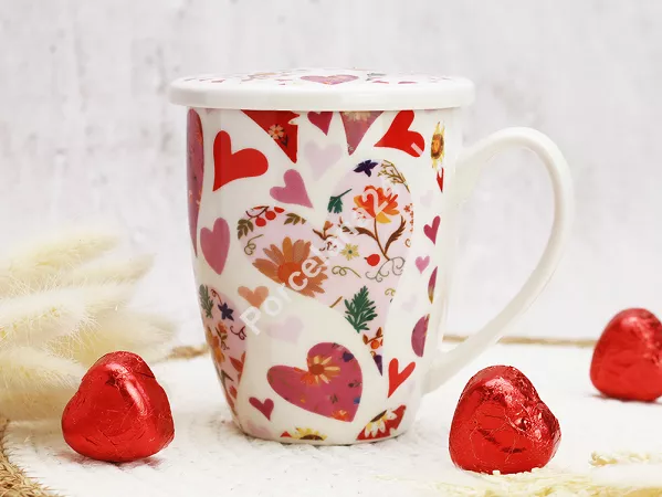 Kubek z zaparzaczem 0,36 L Duo - Różowe Serce 15.RÓS.KZ Kubek z zaparzaczem 0,36 L Duo - Różowe Serce 15.RÓS.KZ