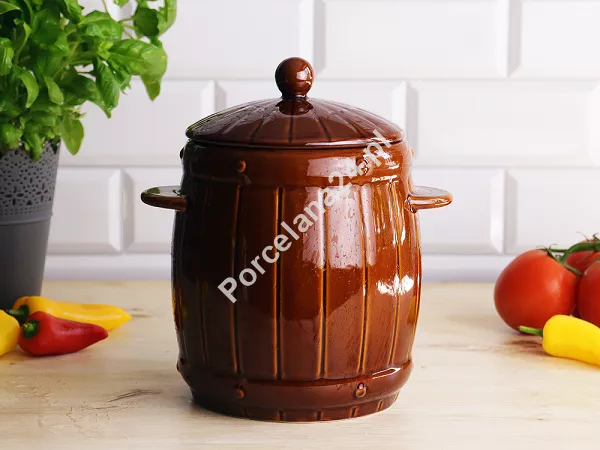 Beczka hermetyczna z kamionki 6 L Bella Fiore - Brązowa 1TR.BECZ.41638 Beczka hermetyczna z kamionki 6 L Bella Fiore - Brązowa 1TR.BECZ.41638