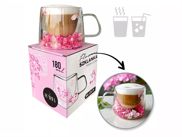 Szklanka termiczna z podwójną ścianką 0,18 L Ecarla - Hortensja Bloom Raspberry 20.SZK175 Szklanka termiczna z podwójną ścianką 0,18 L Ecarla - Hortensja Bloom Raspberry 20.SZK175