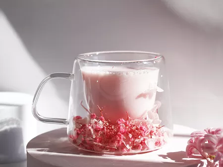 Szklanka termiczna z podwójną ścianką 0,18 L Ecarla - Hortensja Bloom Raspberry 20.SZK175