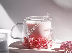 Szklanka termiczna z podwójną ścianką 0,18 L Ecarla - Hortensja Bloom Raspberry 20.SZK175
