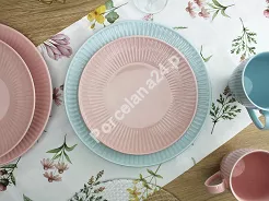 Serwis obiadowo - herbaciany na 6 osób (24 el.) Chodzież - Dalia Mix Różowy i Laguna