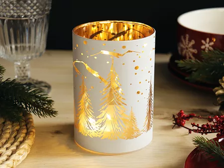 Świecznik szklany LED 12 cm Altom Design - Góry biały 07.CHR.1647