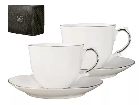 Komplet filiżanek ze spodkami 0,20 L / 15 cm (2szt.) Bogucice - Perla Platin 1152